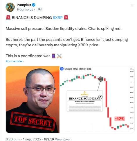 Binance onder vuur: bewuste XRP dump drukt koers omlaag